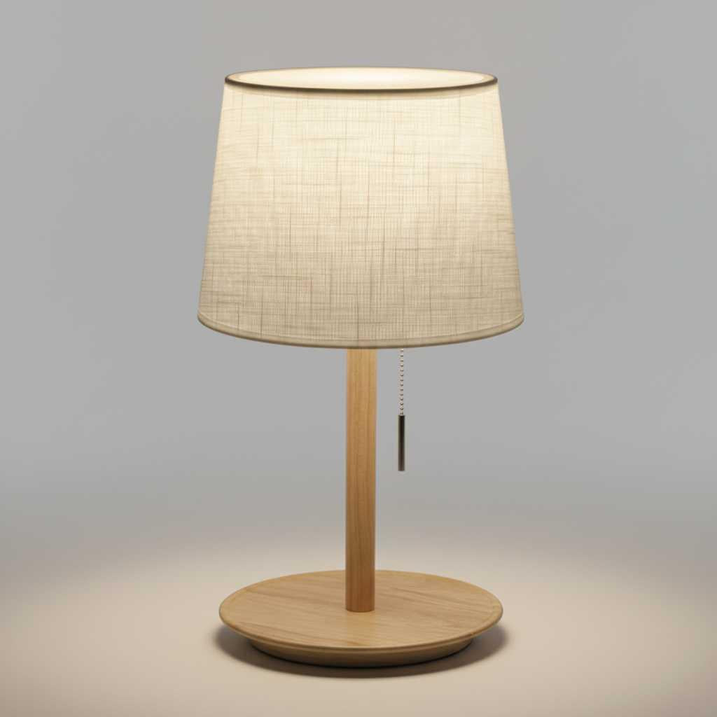 Gentle Glow Nordic Table Lamp | Walnut Wood Fabric Shade
