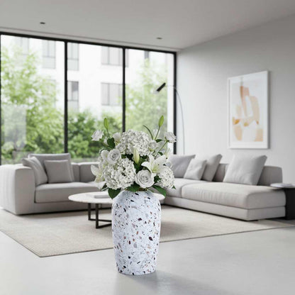 Premium Contemporary Terrazzo Ceramic Vase with Gold Rim Accent