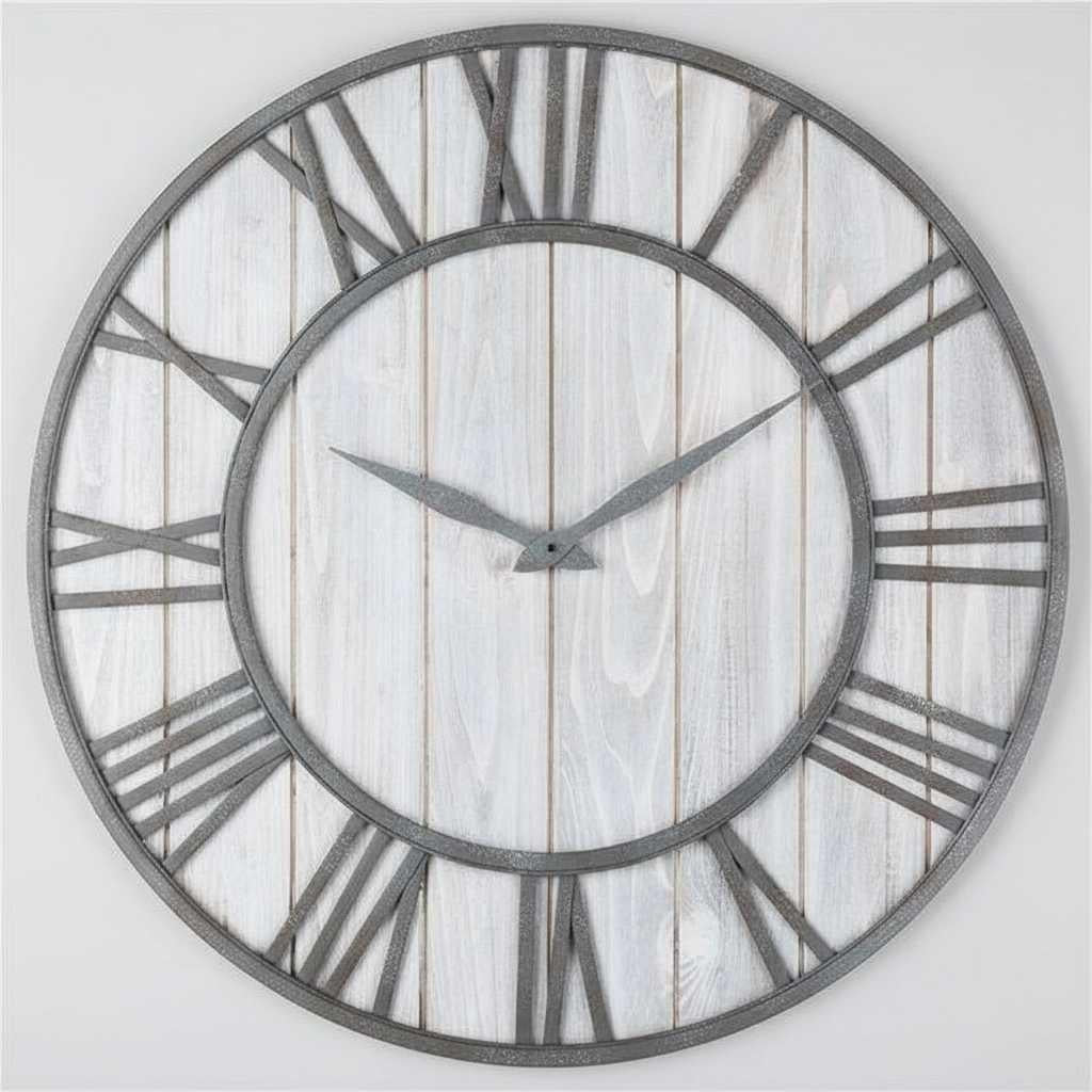Premium Vintage Wooden Large Round Wall Clock with Roman Numerals